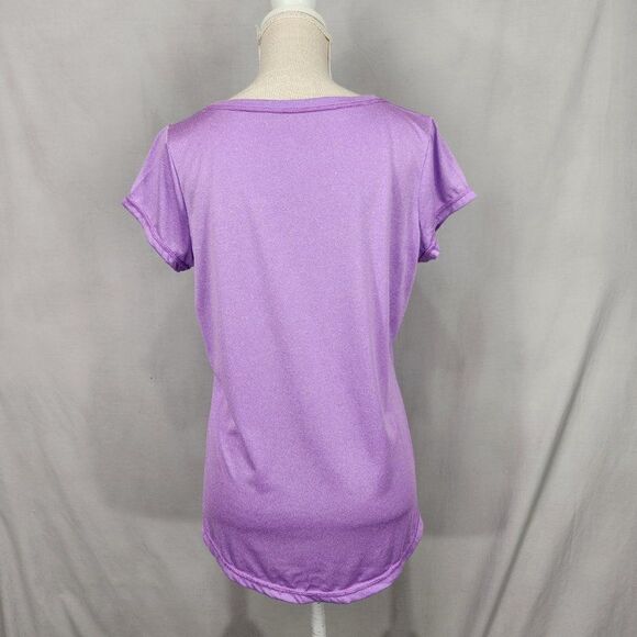 Exersion Womens Yoga Workout Exercise Short Sleeve Top Size M Lavender Round Hem - Picture 2 of 6